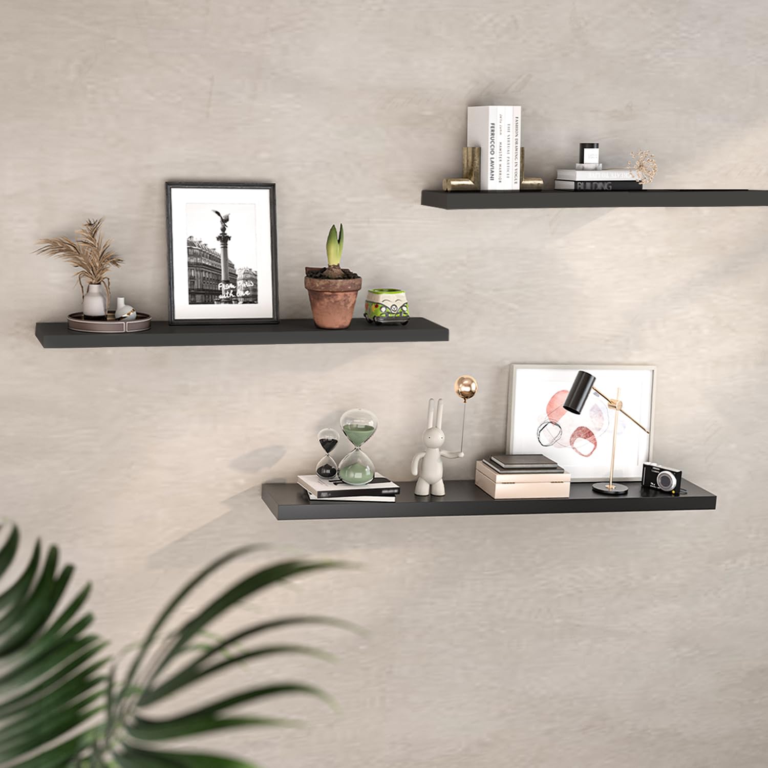 Maclean Brackets MC-330 Wandregal Schwarz 90x20x4 MDF 5kg