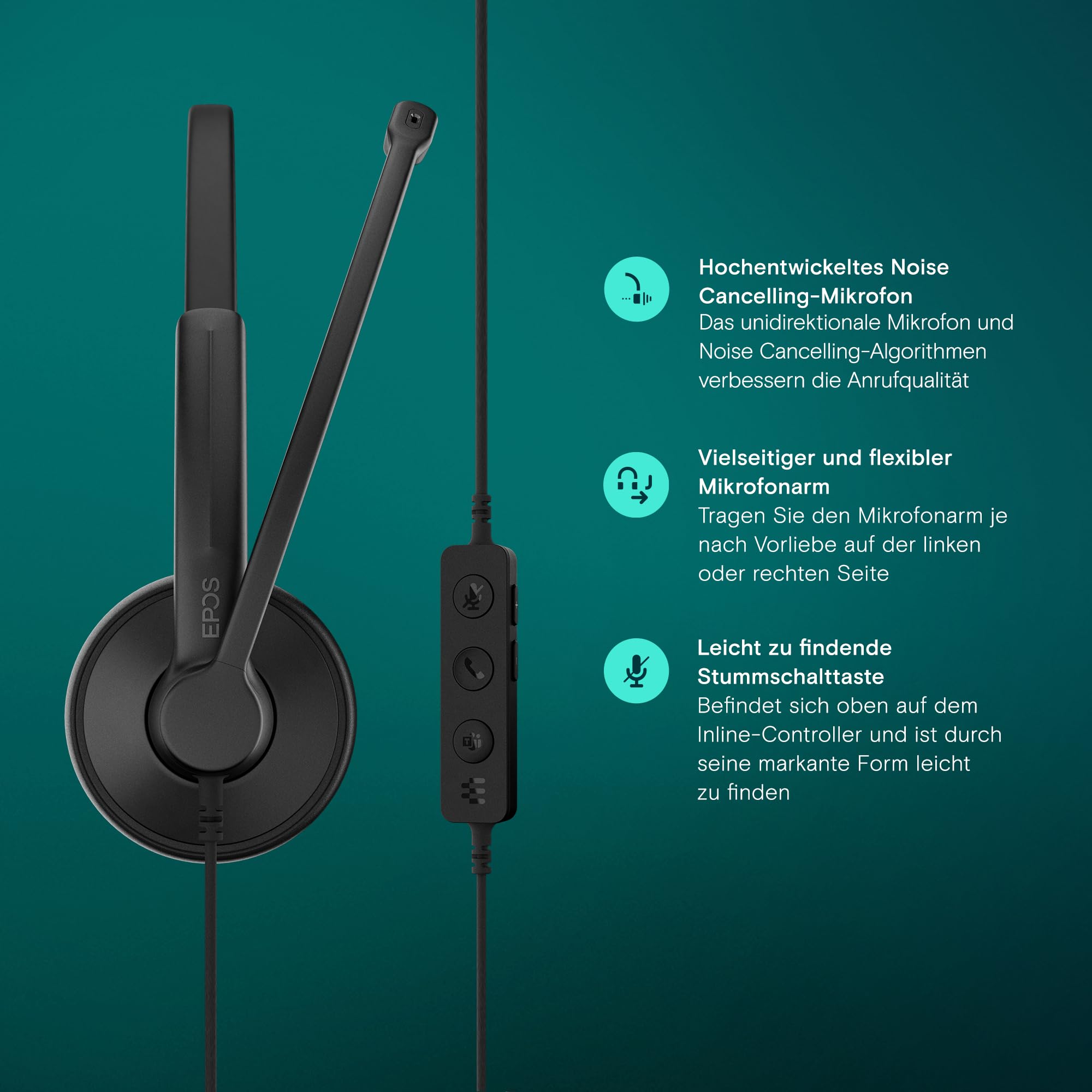 EPOS IMPACT 100 Stereo Headset USB-C Teams Geräuschunterdrückung