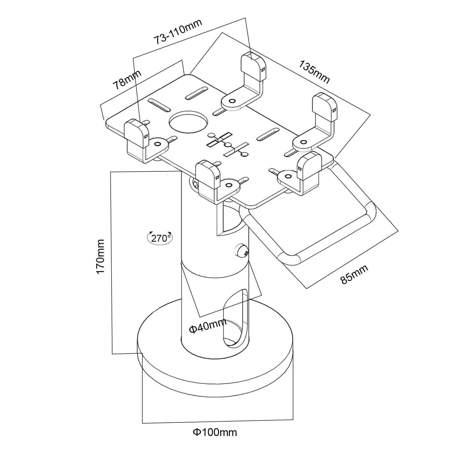 Maclean Brackets MC-818 POS-Terminalhalterung Tisch drehbar
