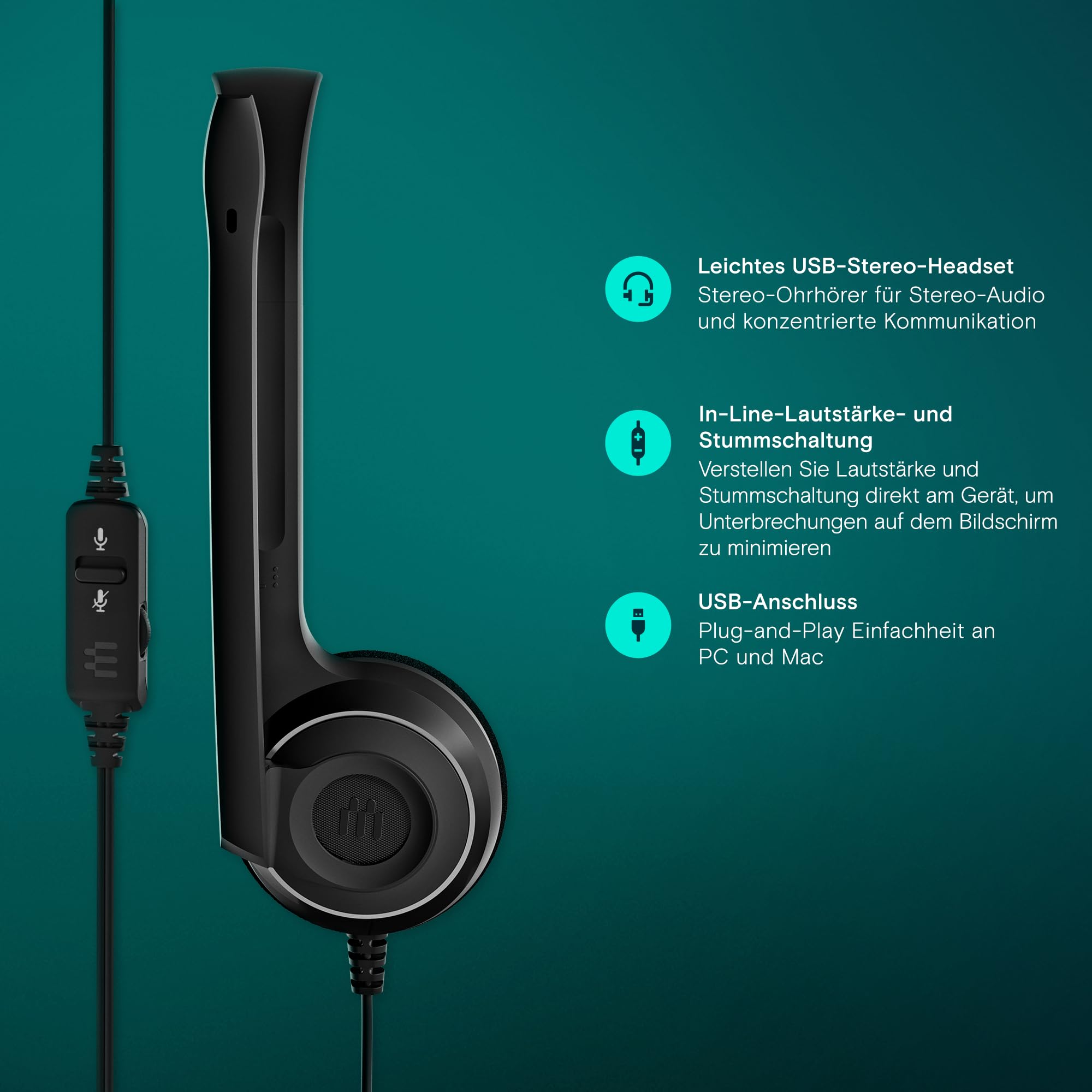 EPOS PC 8 USB Headset On-Ear Stereo mit Mikrofon