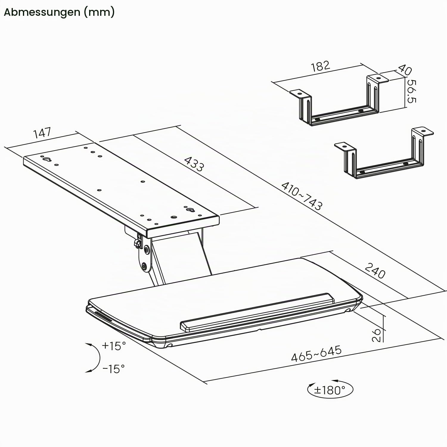 Maclean Brackets MC-156 Tastaturablage Schwarz 5 kg