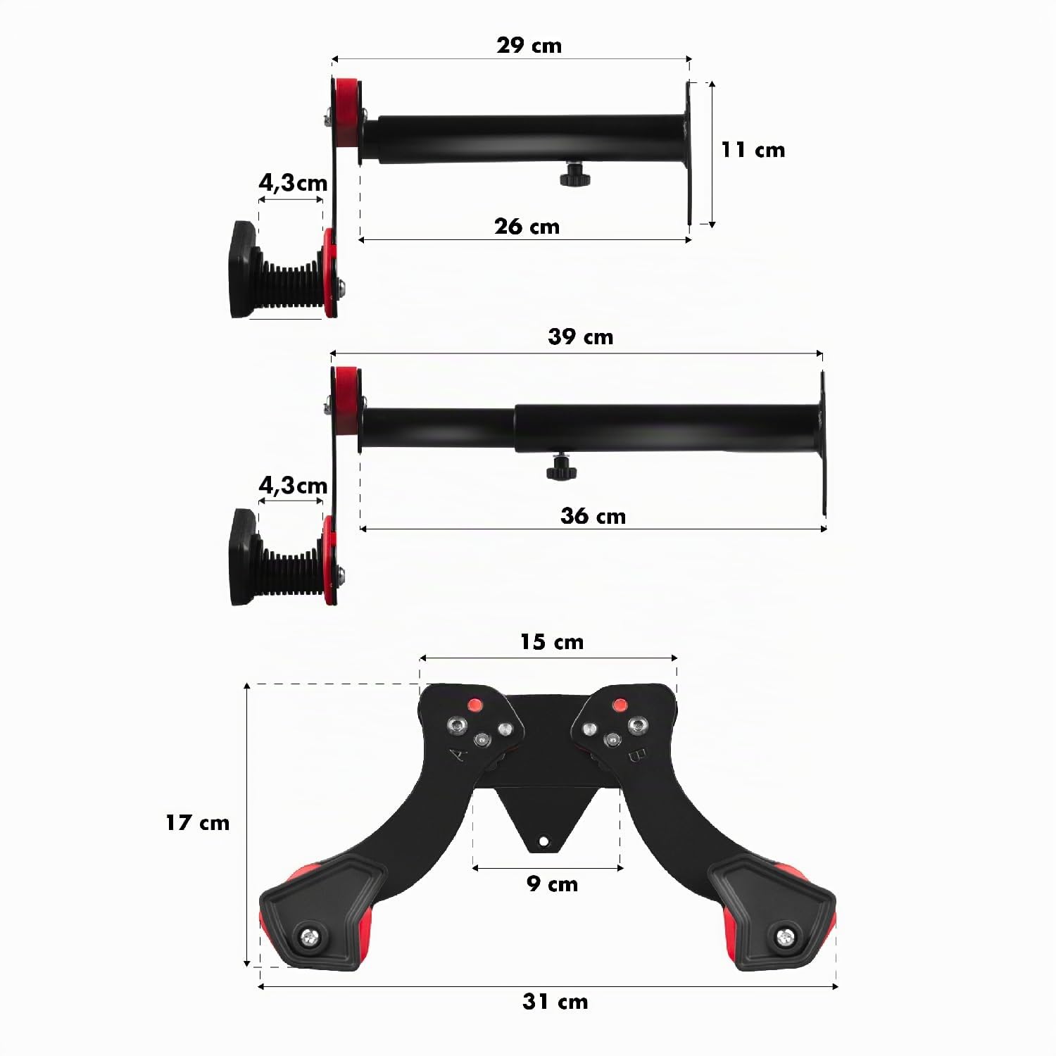 Maclean Brackets Fahrrad-Wandhalterung 30 kg horizontal 2 Haken