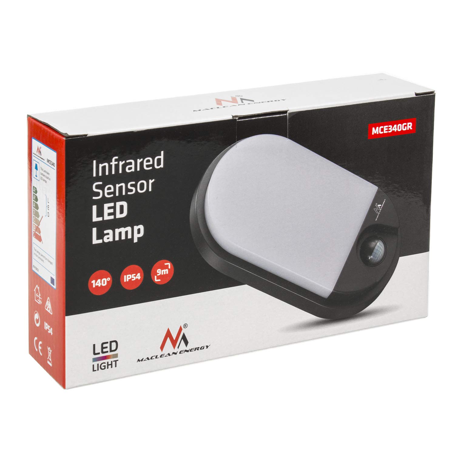 Maclean Energy MCE340 LED-Lampe Grau 15W 1100lm mit Sensor
