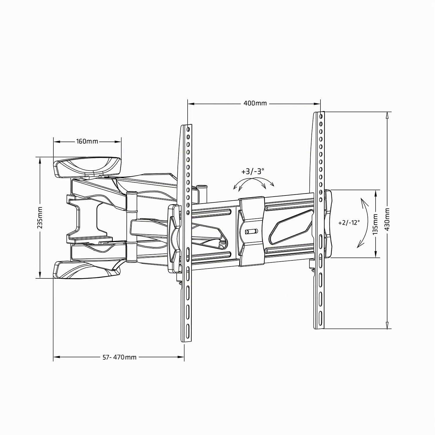 Maclean Brackets TV-Wandhalterung 26-70 Zoll schwenkbar 45 kg
