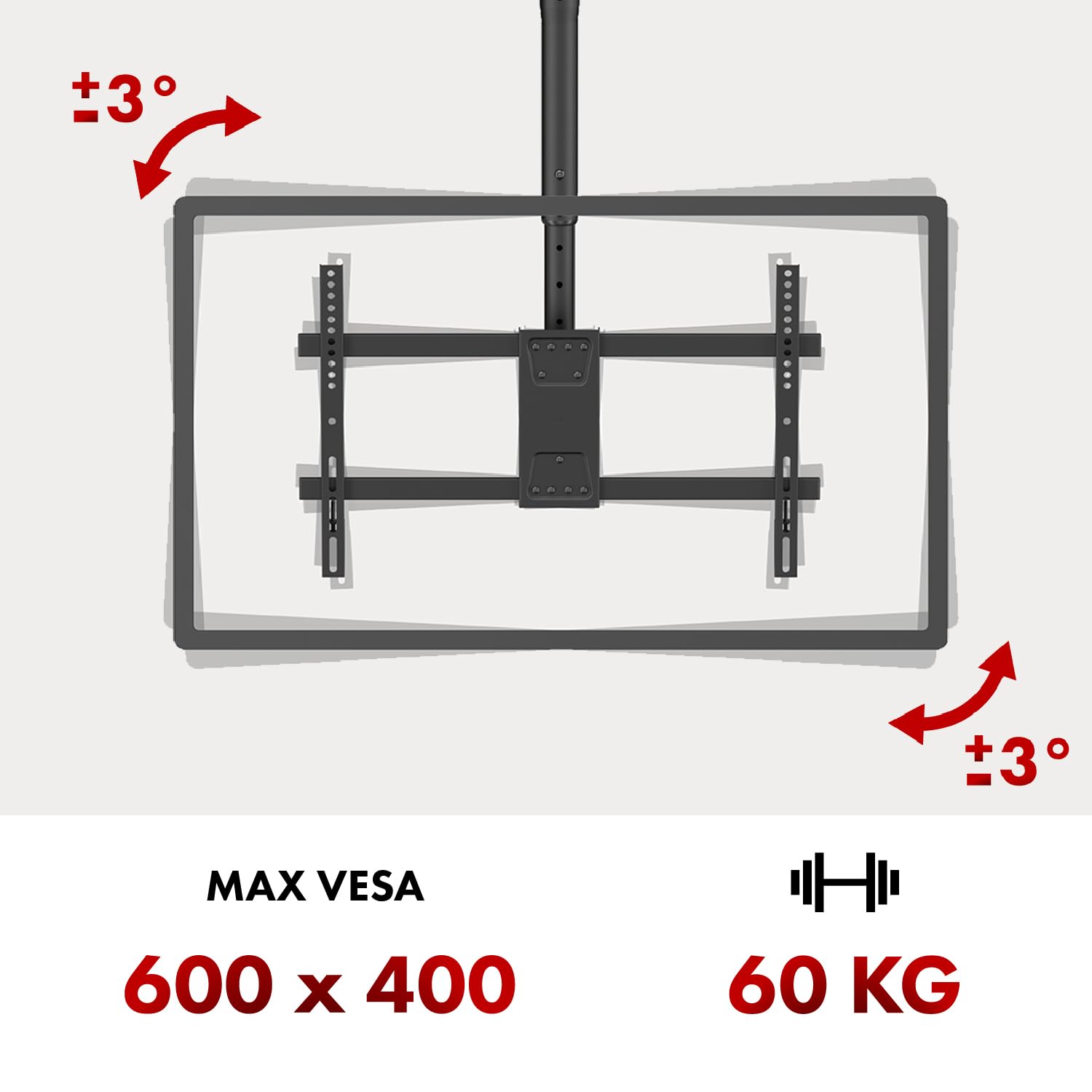 Maclean Brackets MC-112 TV-Deckenhalterung 43-86 Zoll schwarz