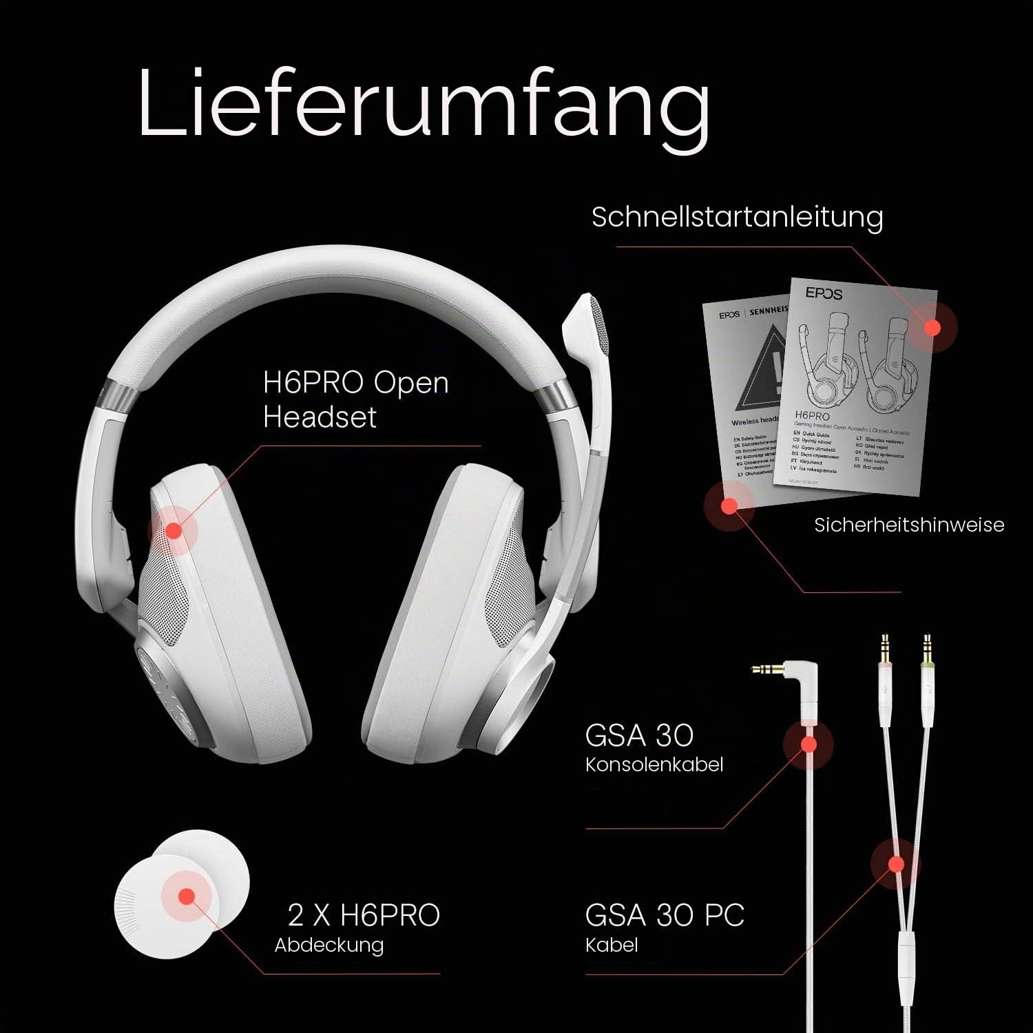 EPOS Gaming H6Pro Open Headset weiß abnehmbares Mikro