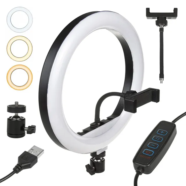 Maclean Energy MCE612 Ringlicht 12 Zoll 20W dimmbar Handyhalter
