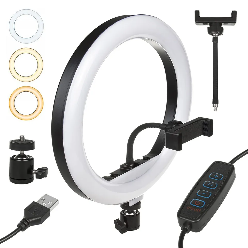 Maclean Energy MCE612 Ringlicht 12 Zoll 20W dimmbar Handyhalter
