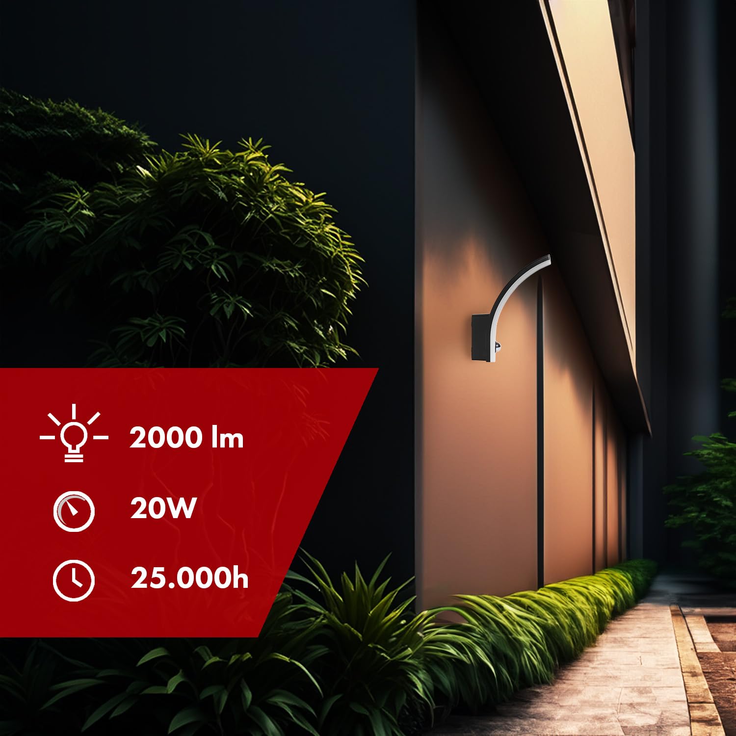 Maclean Energy MCE512 LED-Wandleuchte 20W schwarz IP65