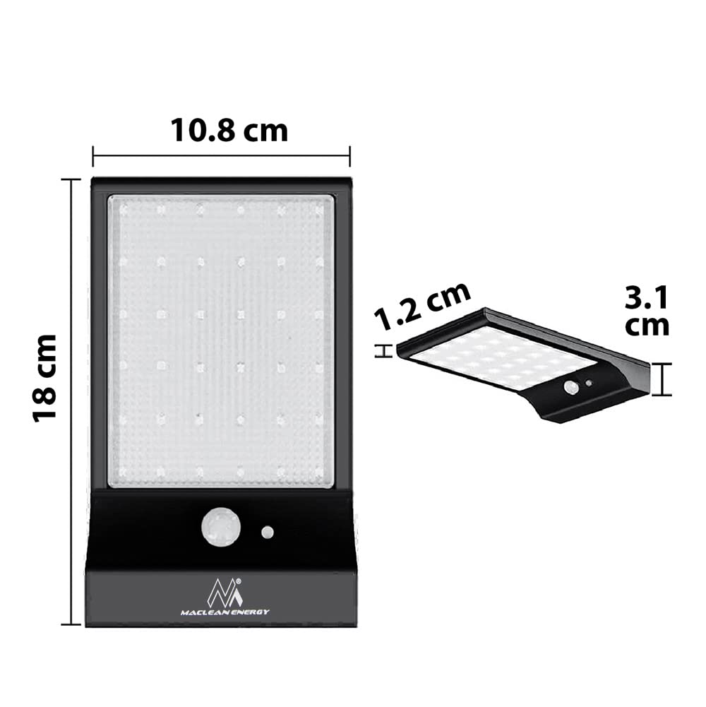 Maclean MCE444 Solar Wandleuchte Außen 4W 450lm 6000K IP65