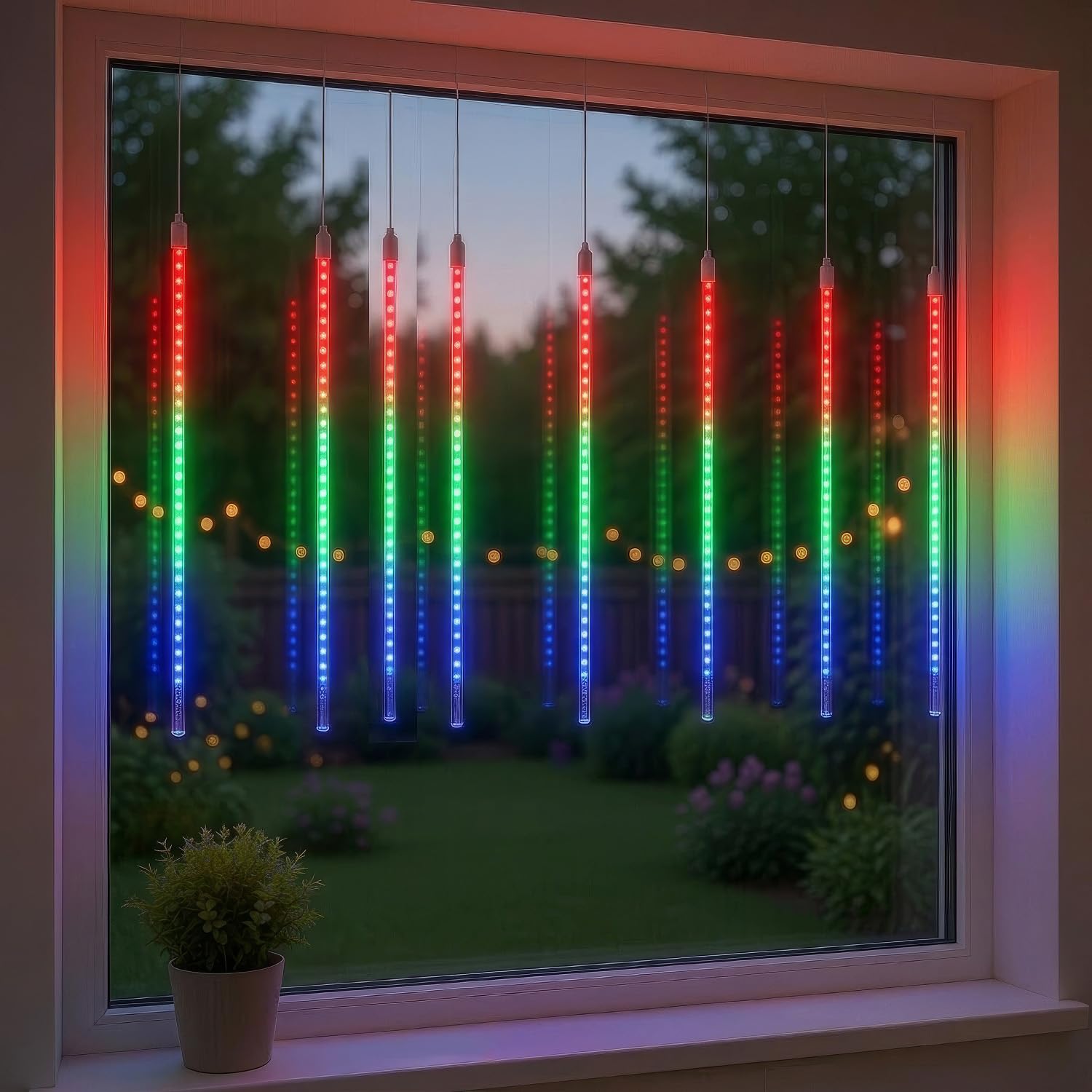 Maclean Energy MCE412 Eiszapfen Lichterkette 144 LED RGB 2,4m IP44