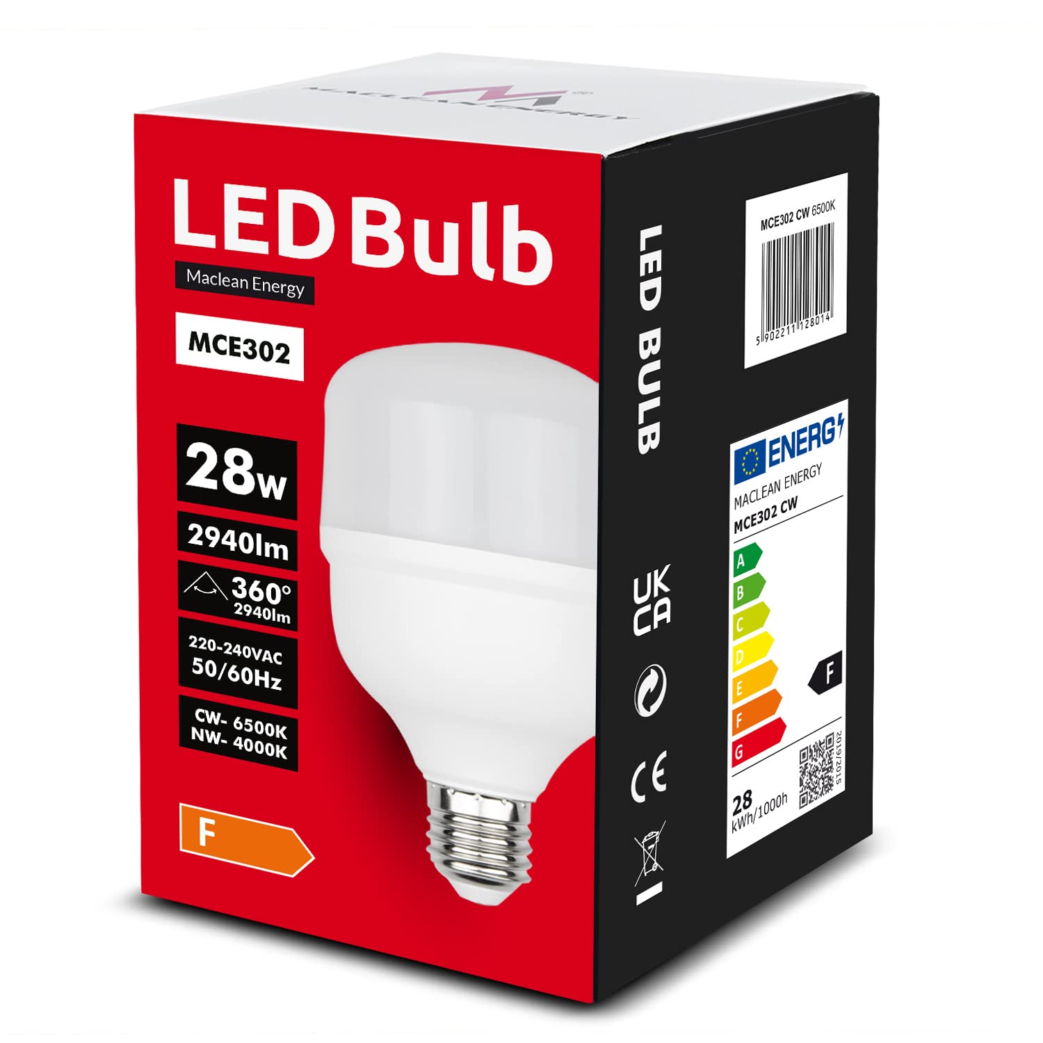 Maclean MCE302 CW LED-Glühbirne E27 28W 2940lm Kaltweiß