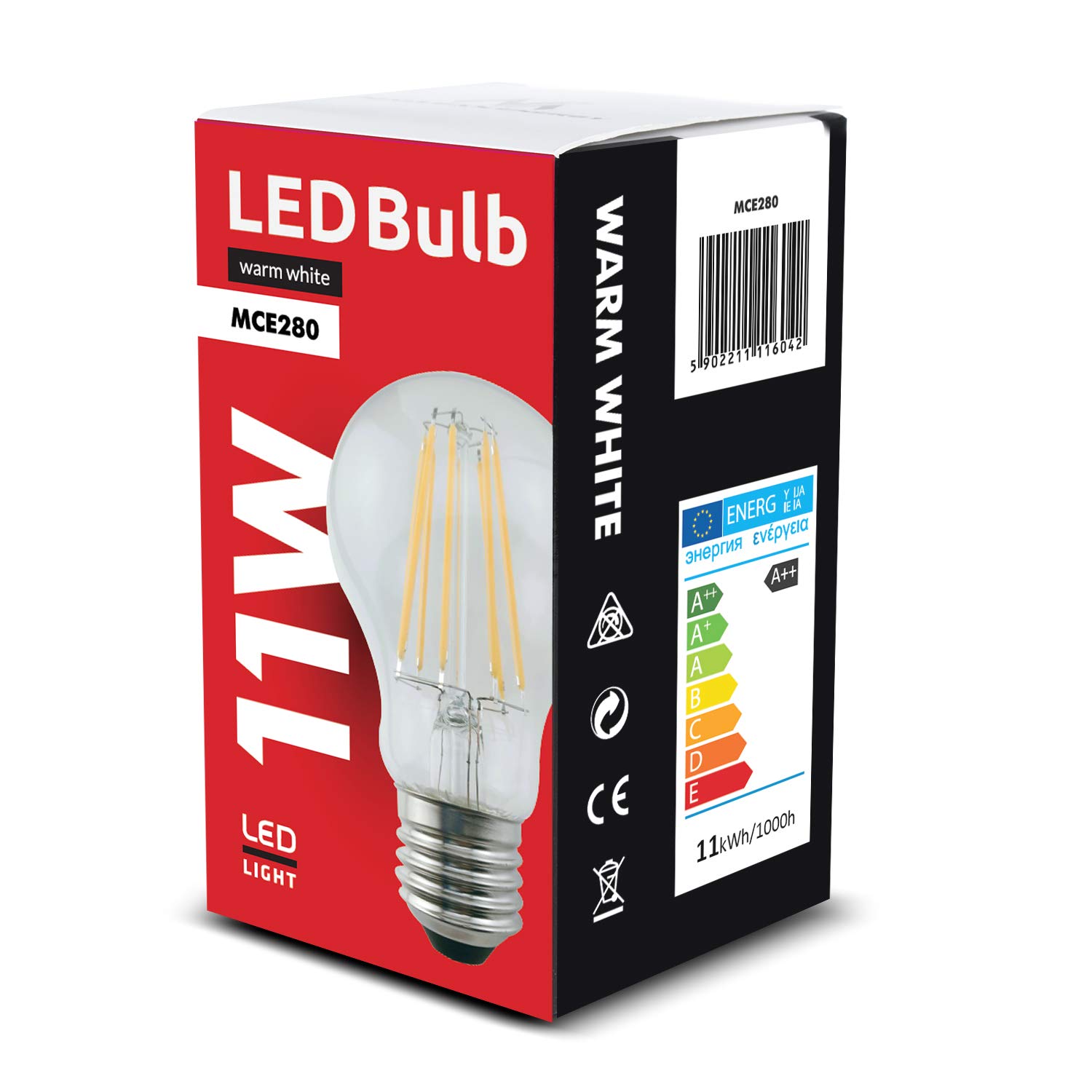 Maclean MCE280 Retro Edison LED E27 11W warmweiß