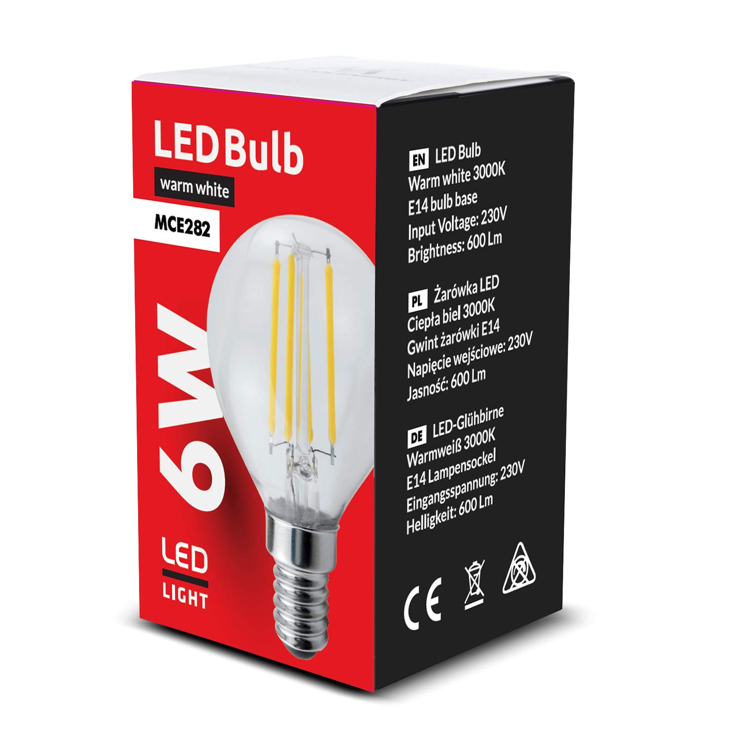Maclean MCE282 Retro LED Glühbirne E14 6W 600lm Warmweiß