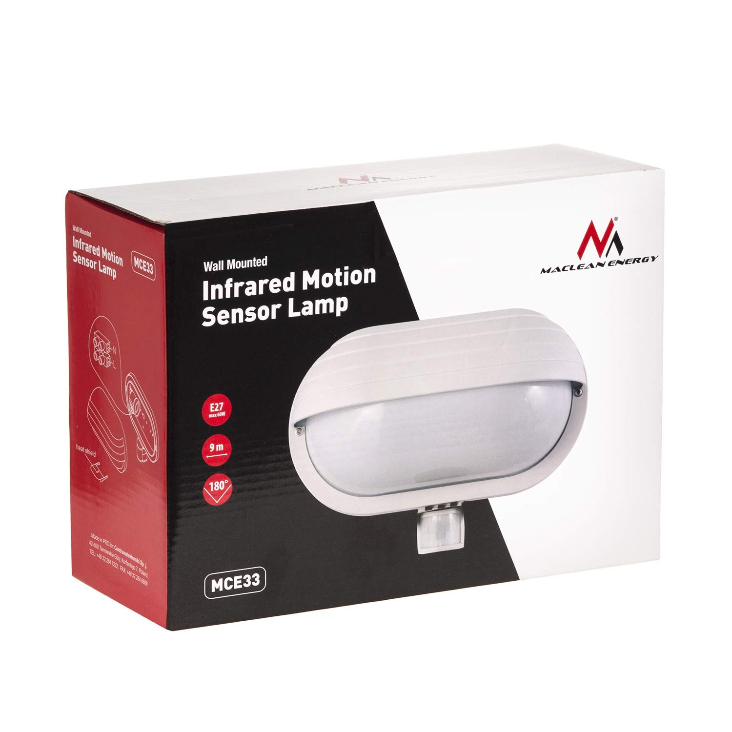 Maclean Energy MCE33 Wandleuchte E27 180° weiß PIR