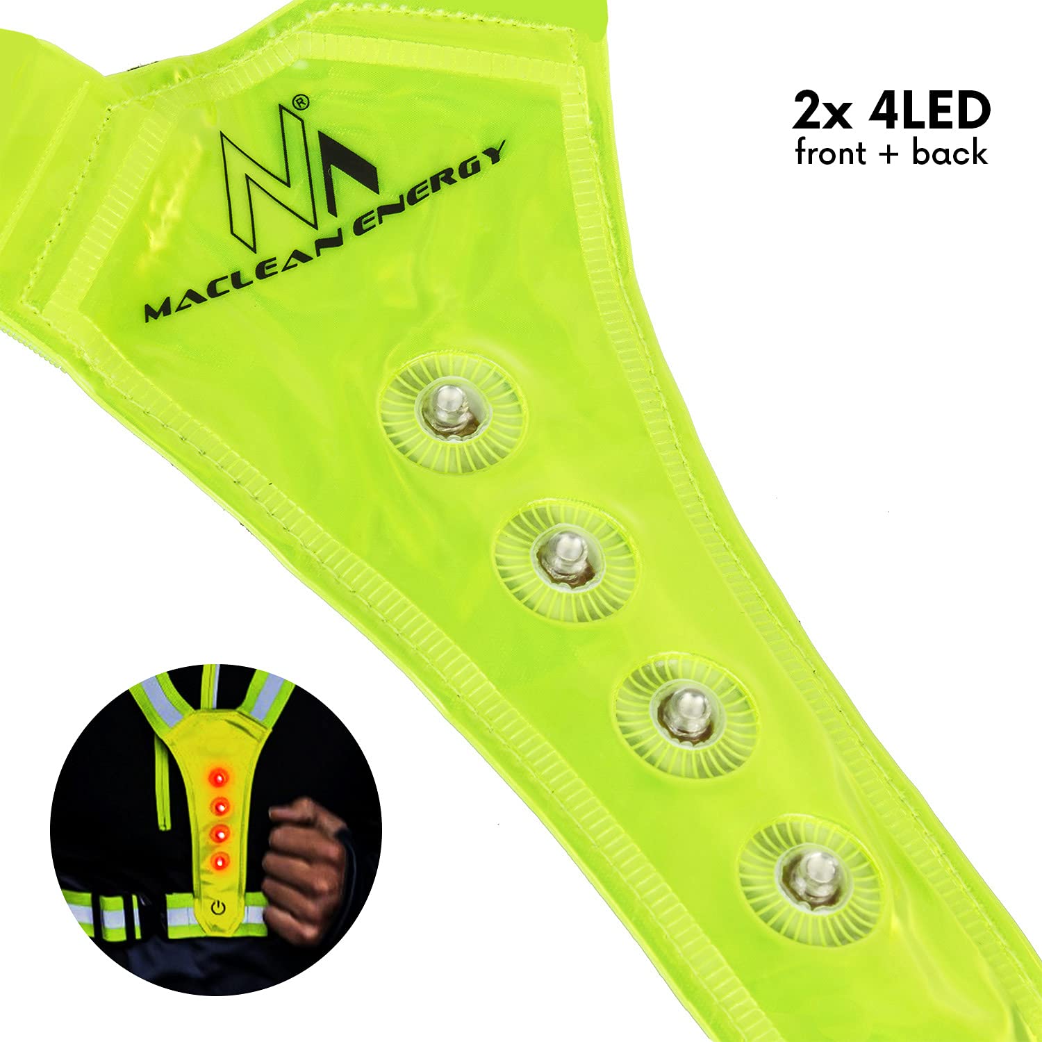 Maclean Energy MCE425 LED Warnweste 360° 8 LEDs Universal