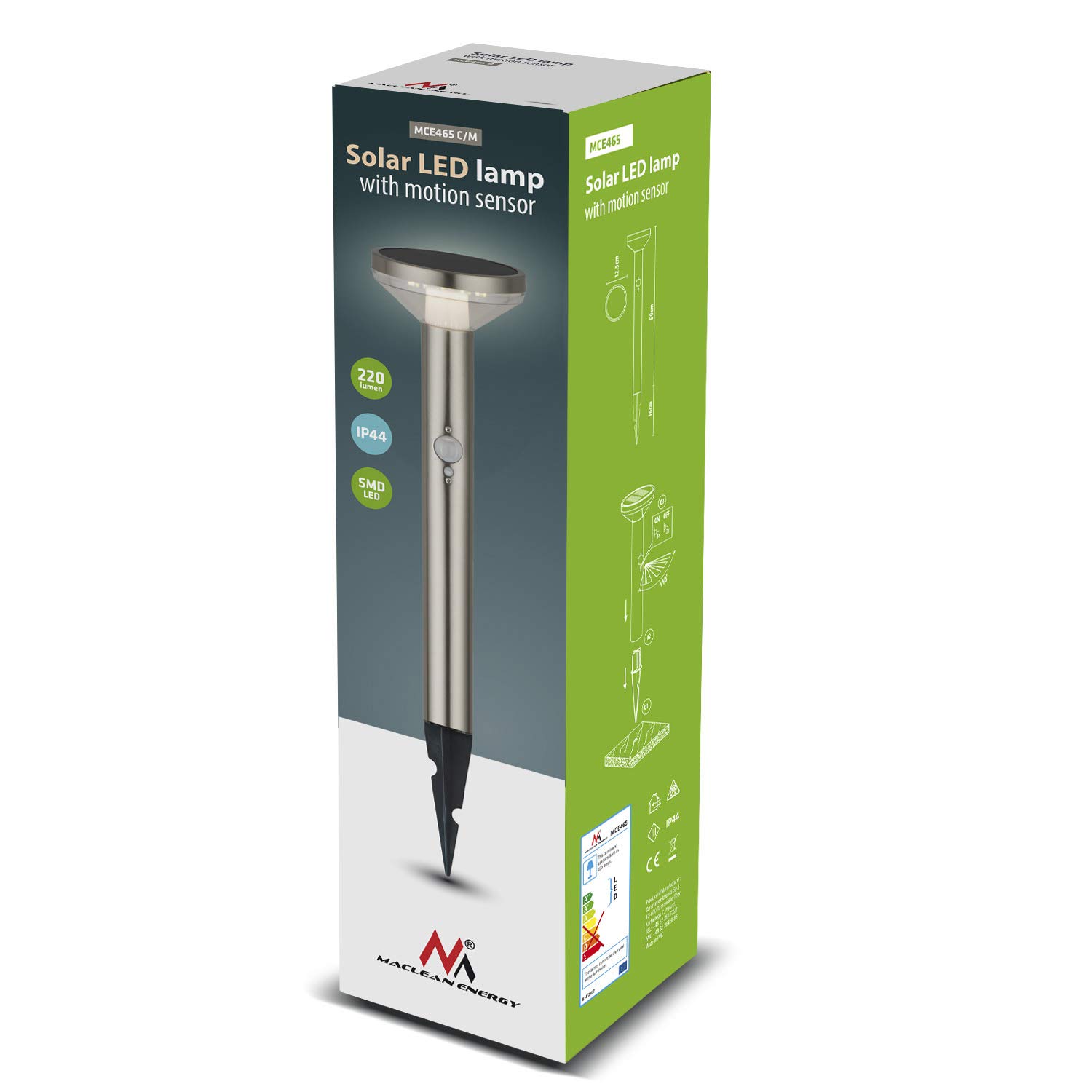 Maclean Energy MCE465 Solar-LED-Leuchte 220lm IP44 Chrom 1St