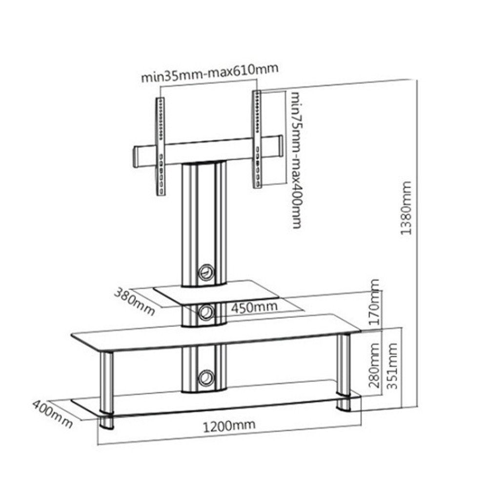 Maclean Energy MC-626 Fernsehtisch mit Halterung 32-55 Zoll