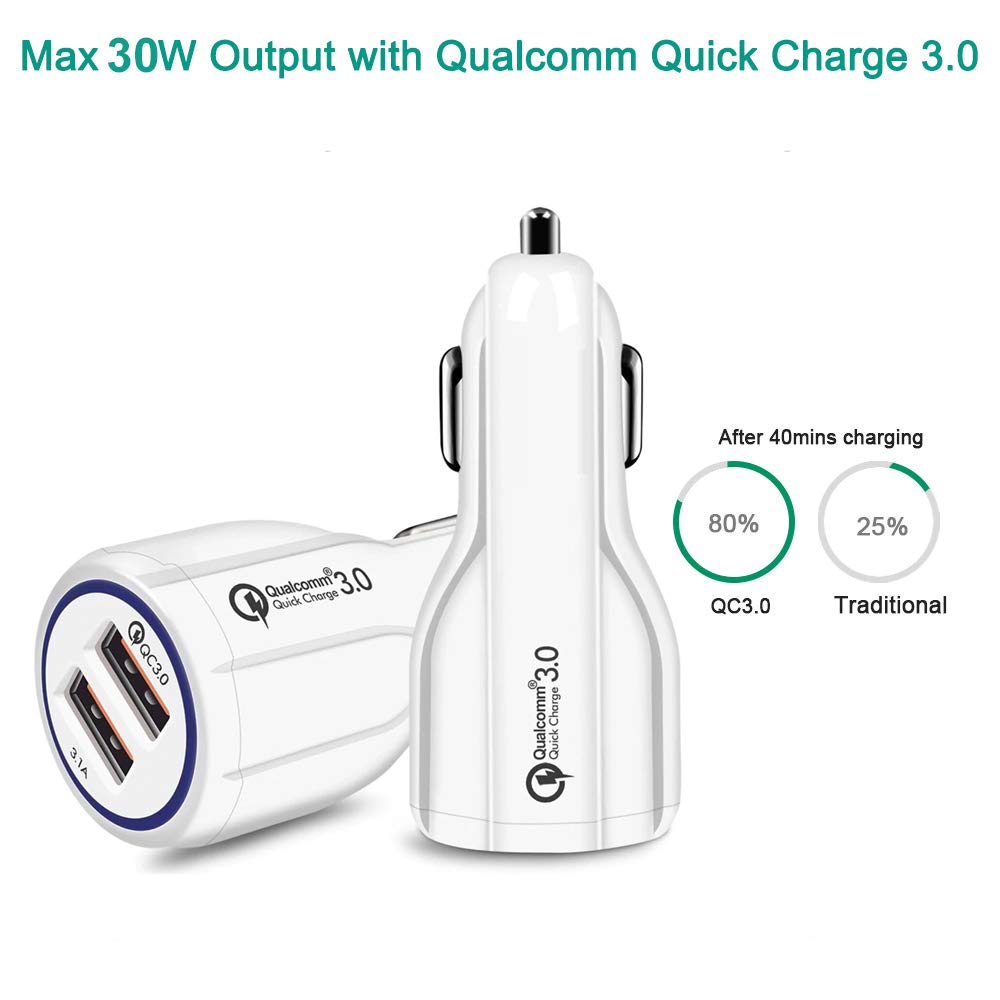 Maclean Energy MCE478 Autoladegerät USB Quick Charge 3.0 Weiß