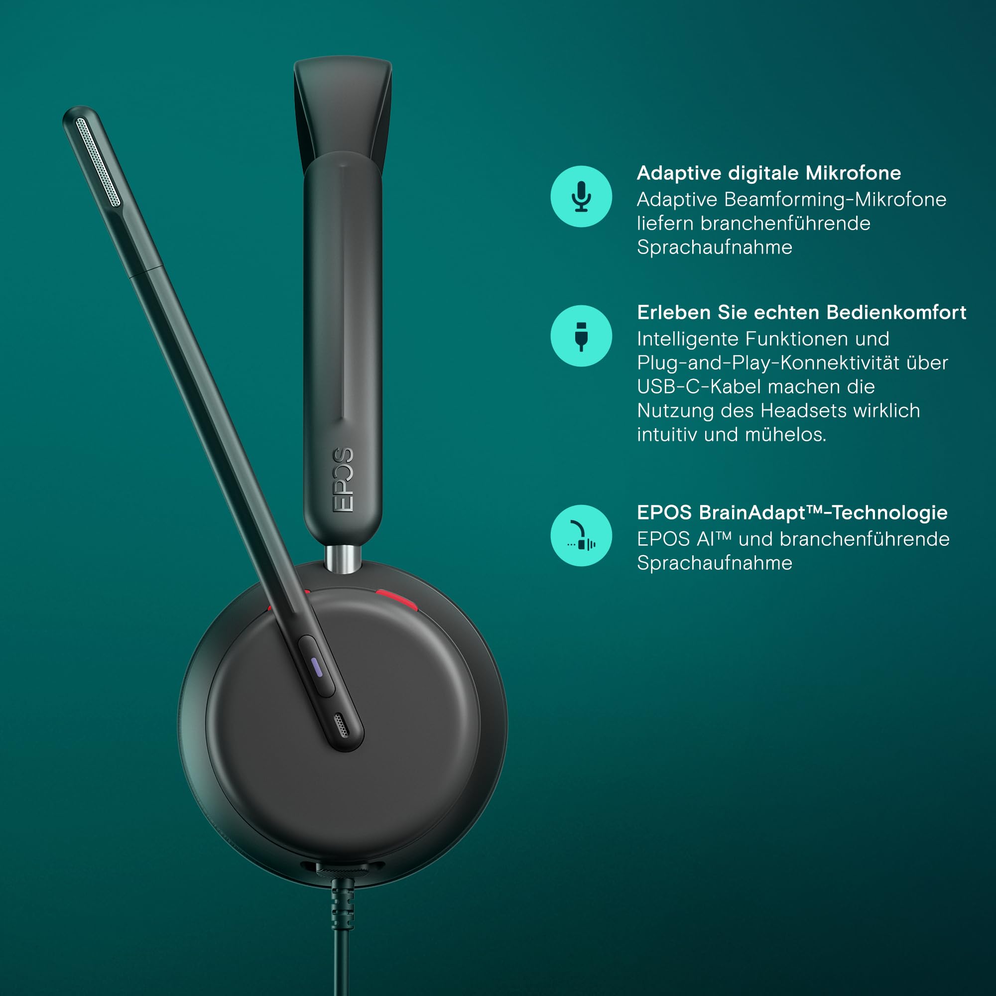 EPOS IMPACT 860T Headset USB-C Teams Stereo Kabel