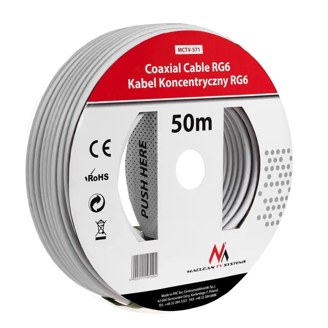 Maclean MCTV-571 SAT-Antennenkabel RG6 50m 75 Ohm