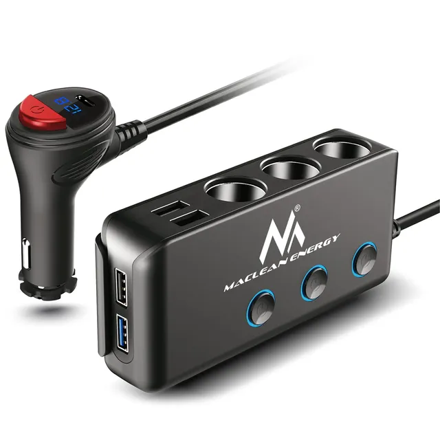 Maclean 3-Fach Kfz-Verteiler Zigarettenanzünder USB-C PD 18W