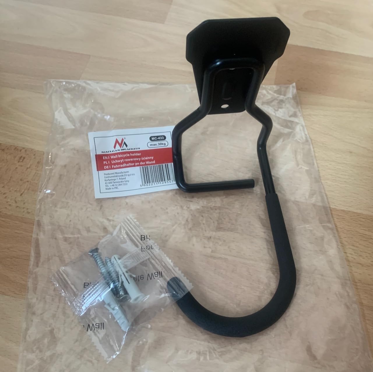 Maclean Brackets MC-433 Fahrrad-Wandhalterung 20 kg vertikal