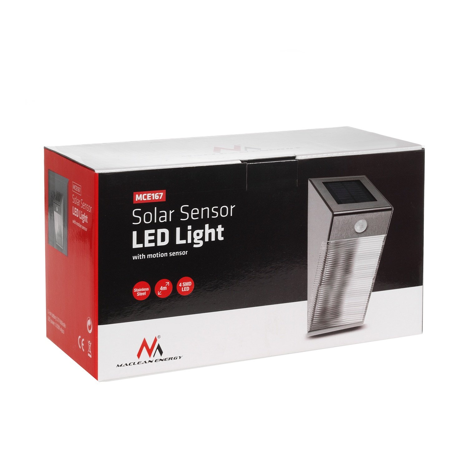 Maclean Energy MCE167 Solarlampe Edelstahl Bewegungsmelder