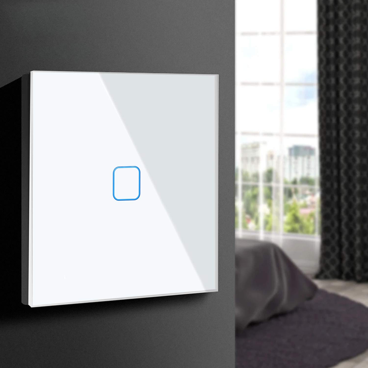 Maclean Energy MCE701W Touch-Lichtschalter weiß 1-fach eckig Glas