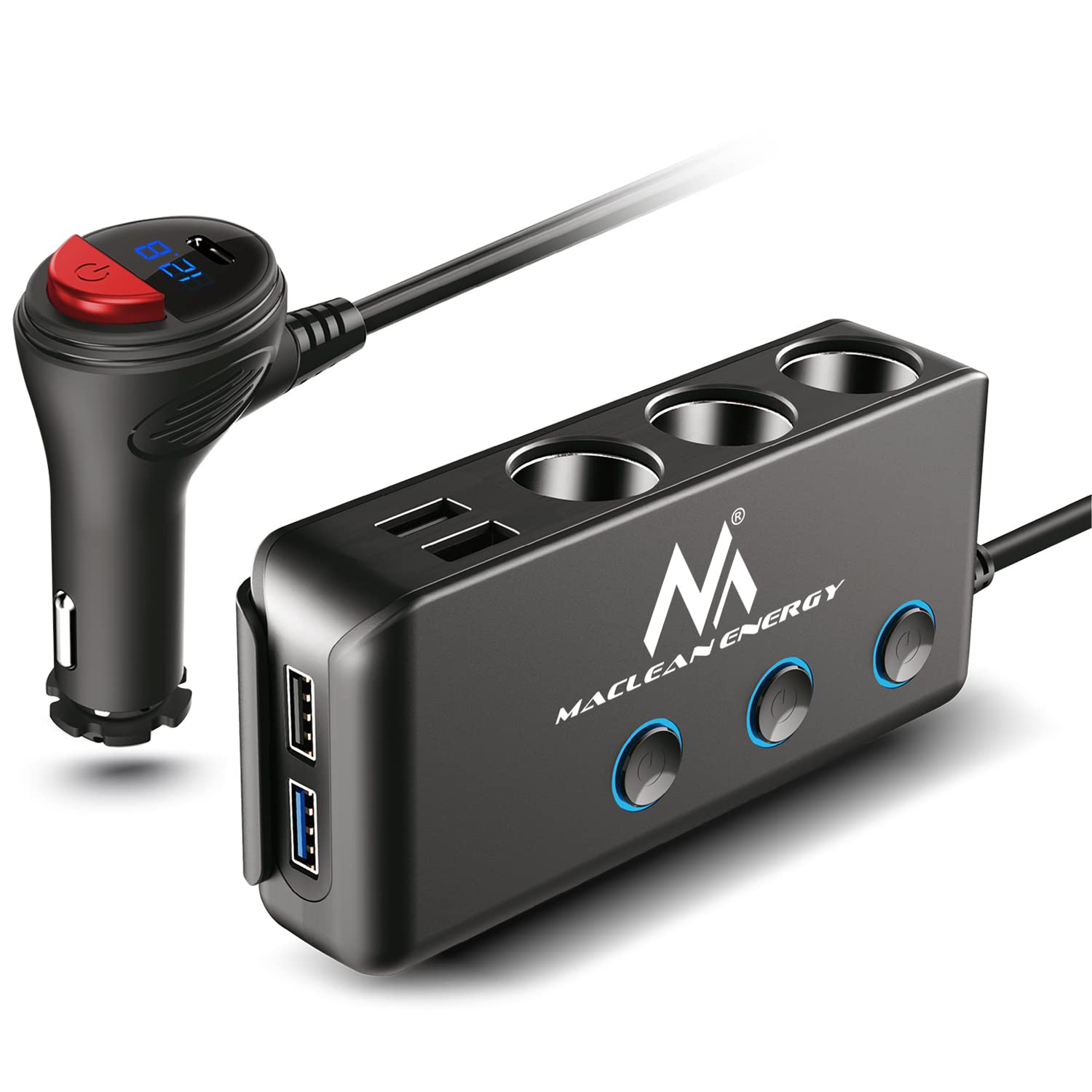 Maclean 3-Fach Kfz-Verteiler Zigarettenanzünder USB-C PD 18W