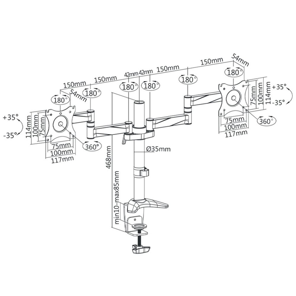 Maclean MC-714 Dual Monitorhalter 13-27 Zoll