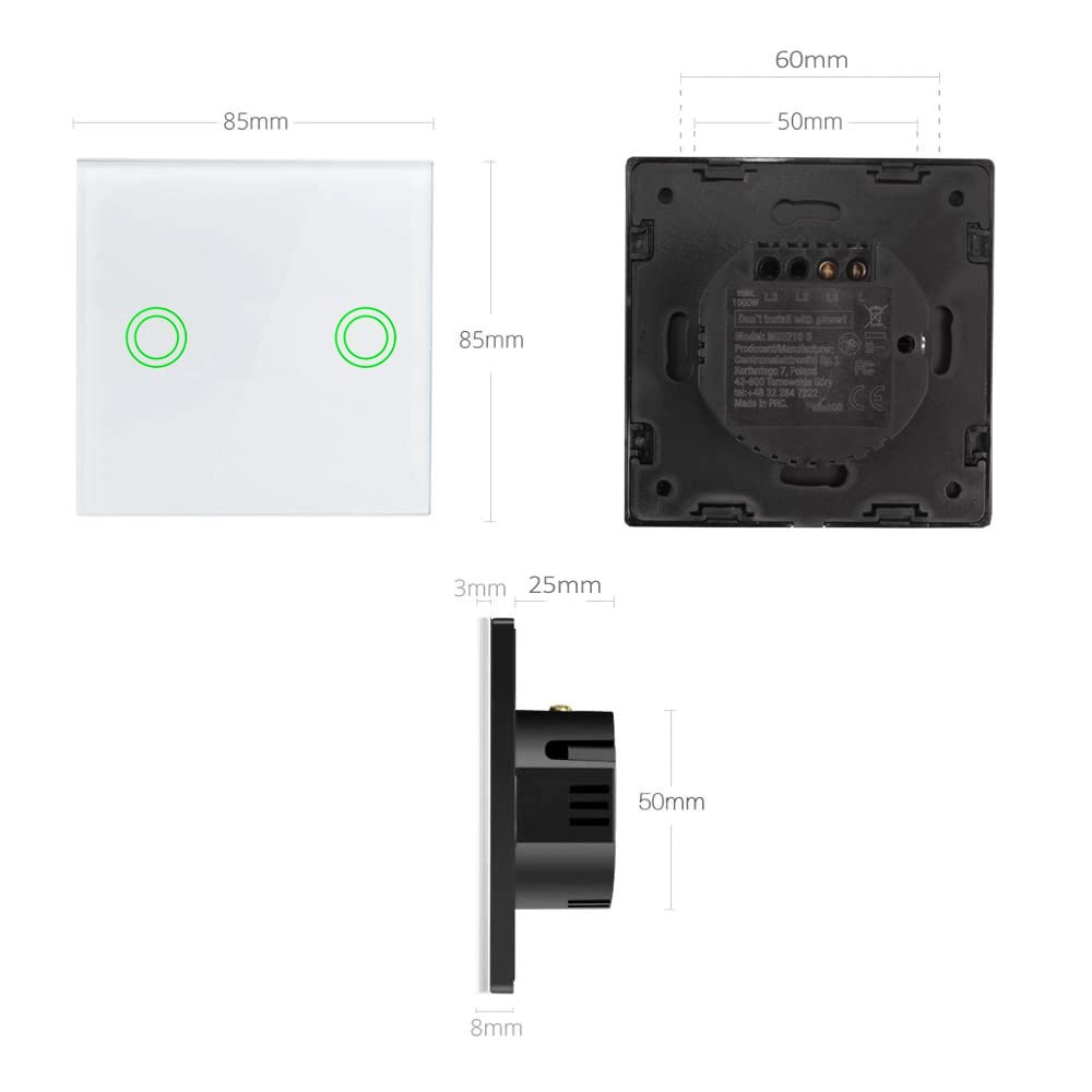 Maclean Energy MCE714W WLAN-Lichtschalter 2-fach weiß rund