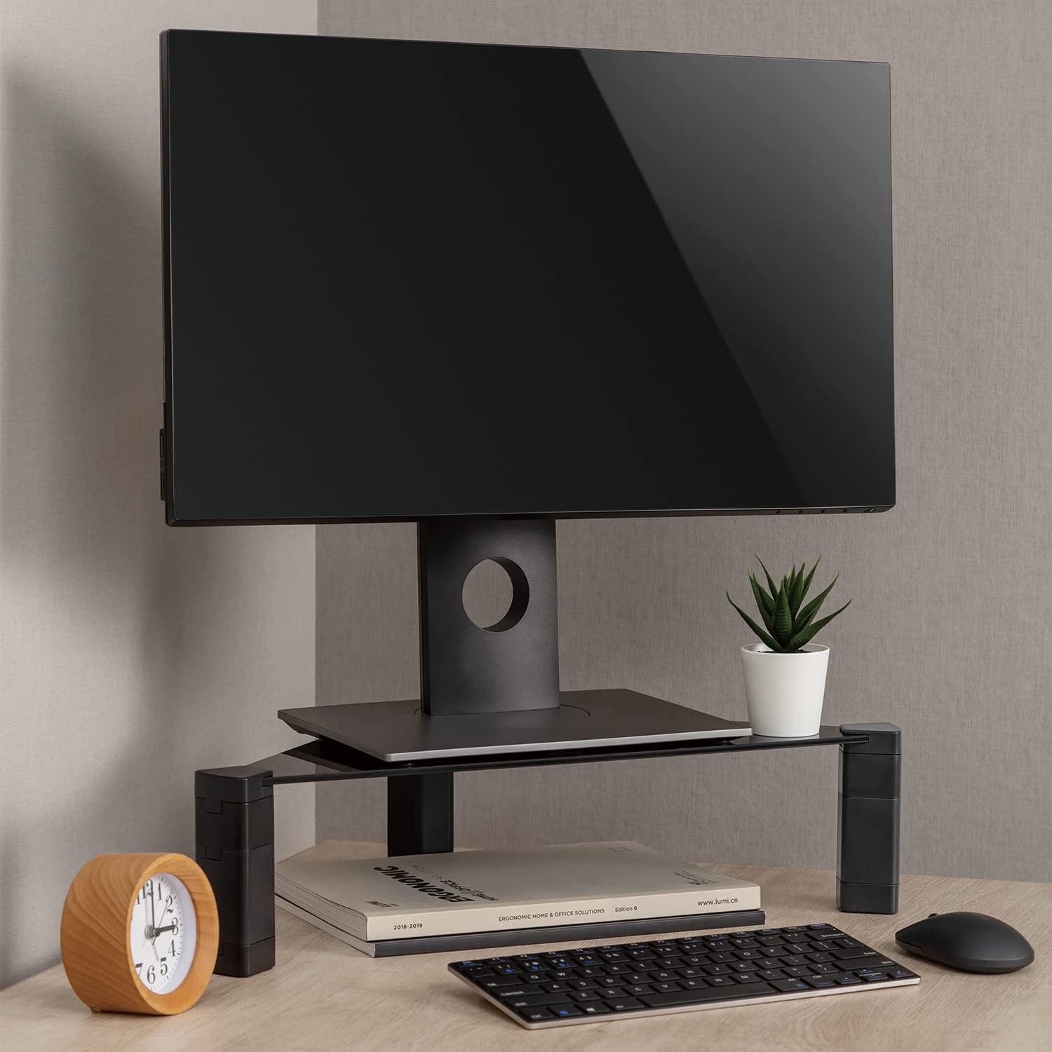 Maclean MC-935 Monitorständer Glas Höhenverstellbar 20 kg