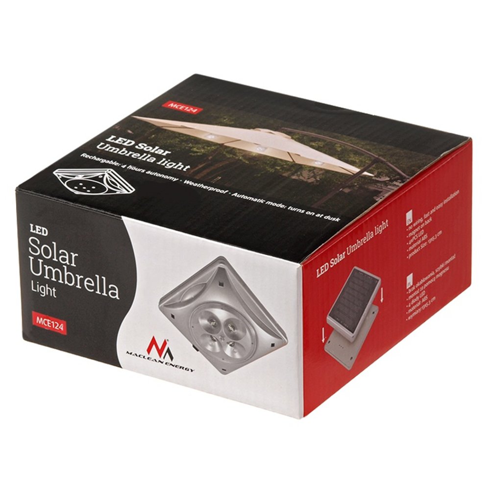 Maclean MCE124 Solar Schirmleuchte LED 4xLED