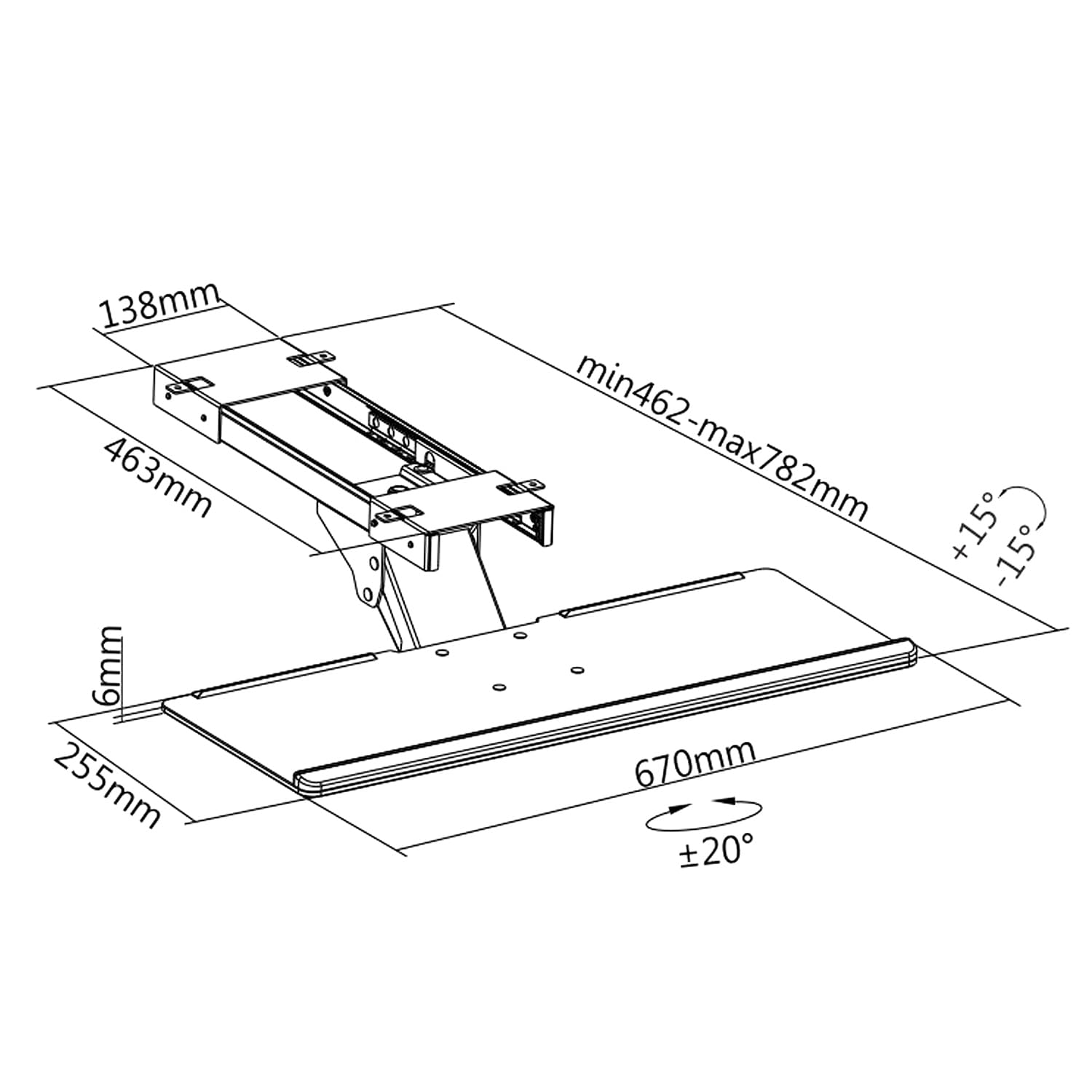 Maclean Brackets MC-757 Tastatur-Halterung 67 cm Schreibtisch