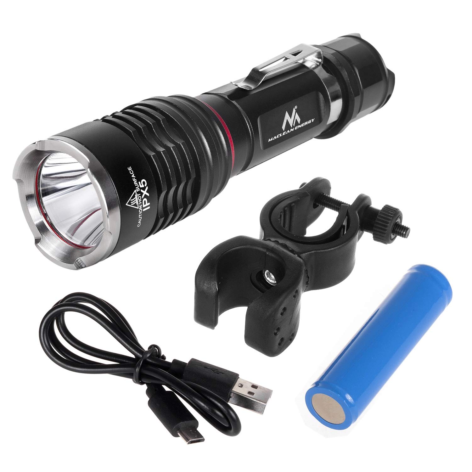 Maclean Energy MCE220 LED-Taschenlampe 800 lm Fahrradhalter USB