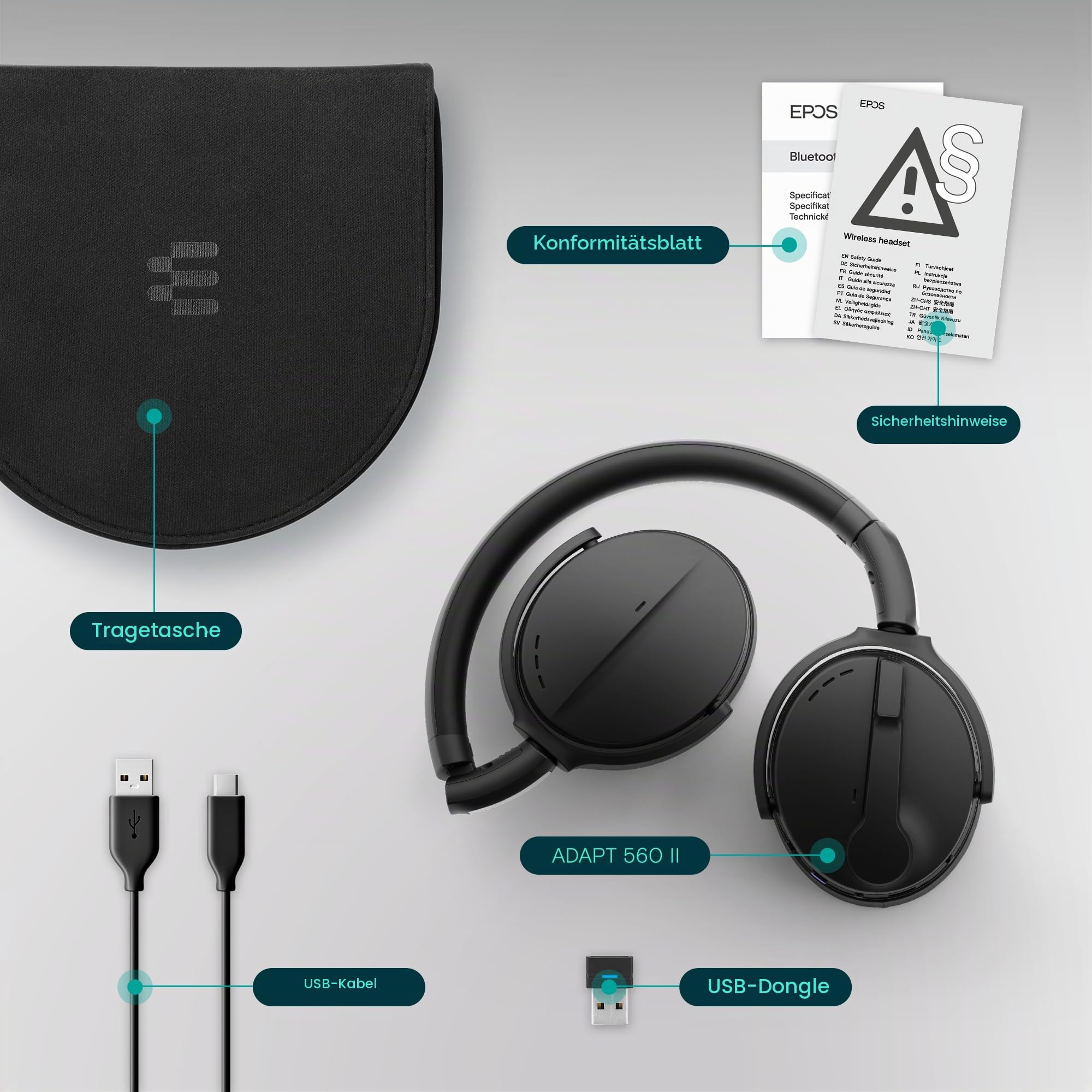 EPOS ADAPT 560 II Bluetooth Headset ANC UC 46h Multi-Point