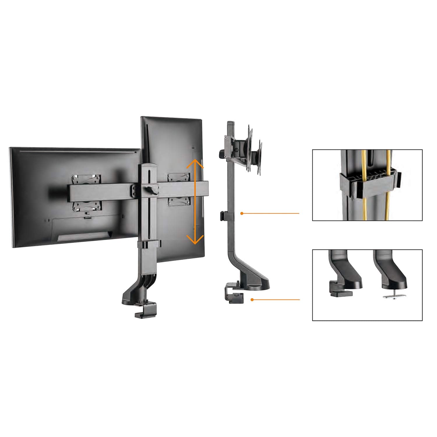 Maclean MC-854 Monitorhalterung für 2 Monitore 17-27 Zoll VESA