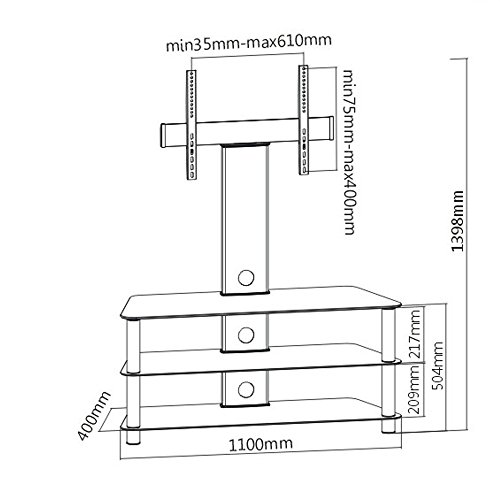 Maclean MC-641 TV Ständer 55 Zoll Glas 40kg schwarz
