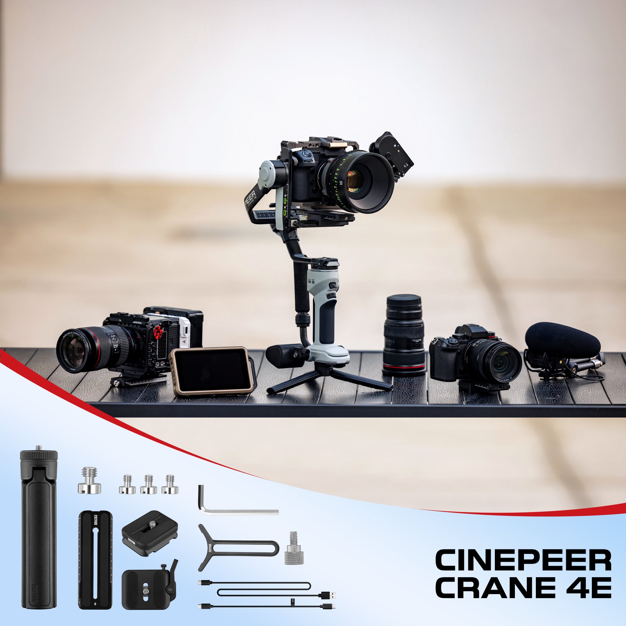 Zhiyun Crane 4E Gimbal 3-Achs 4,5kg Vertikal Grau Kamera