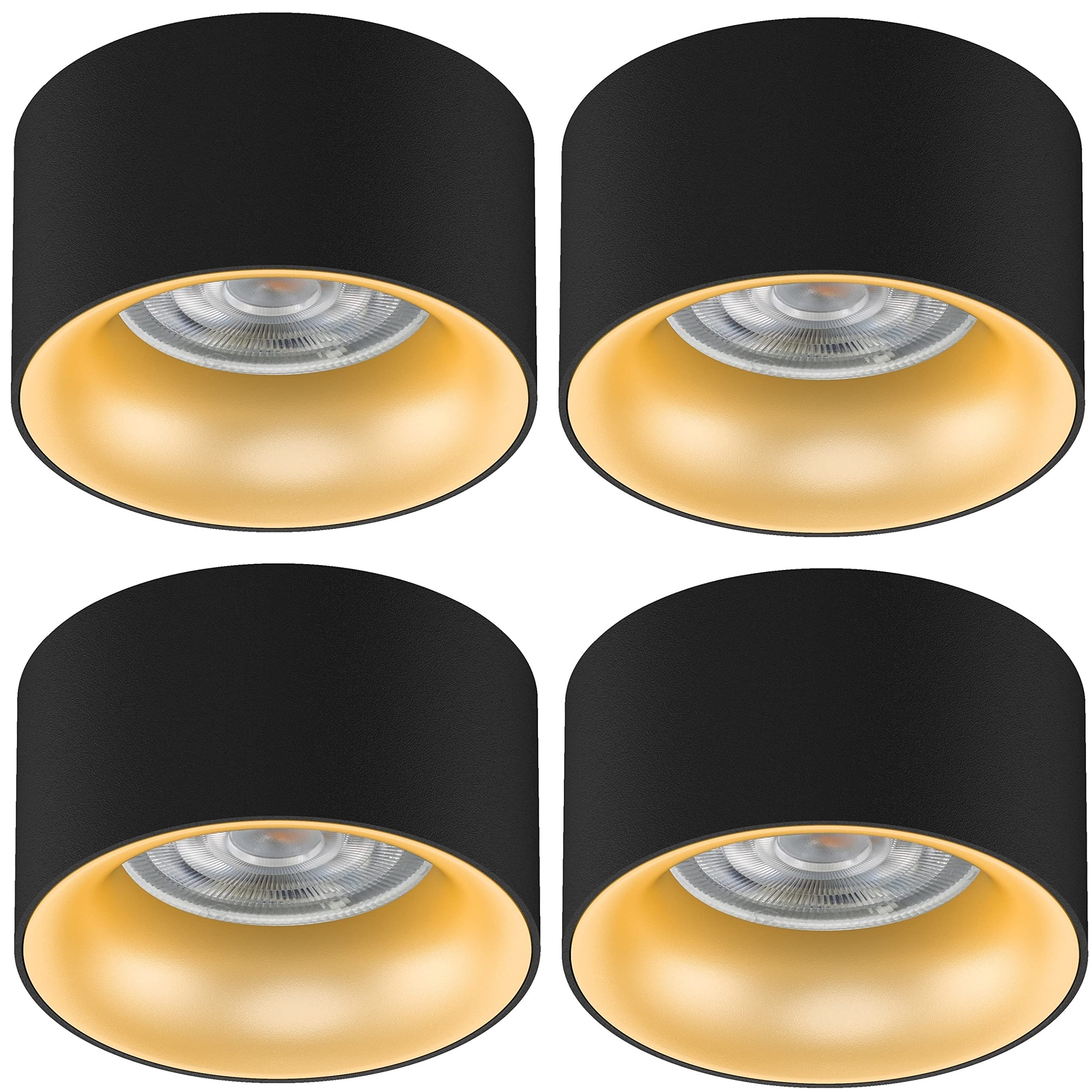 Maclean Energy MCE457 Einbaustrahler GU10 4er Set schwarz gold warmweiß
