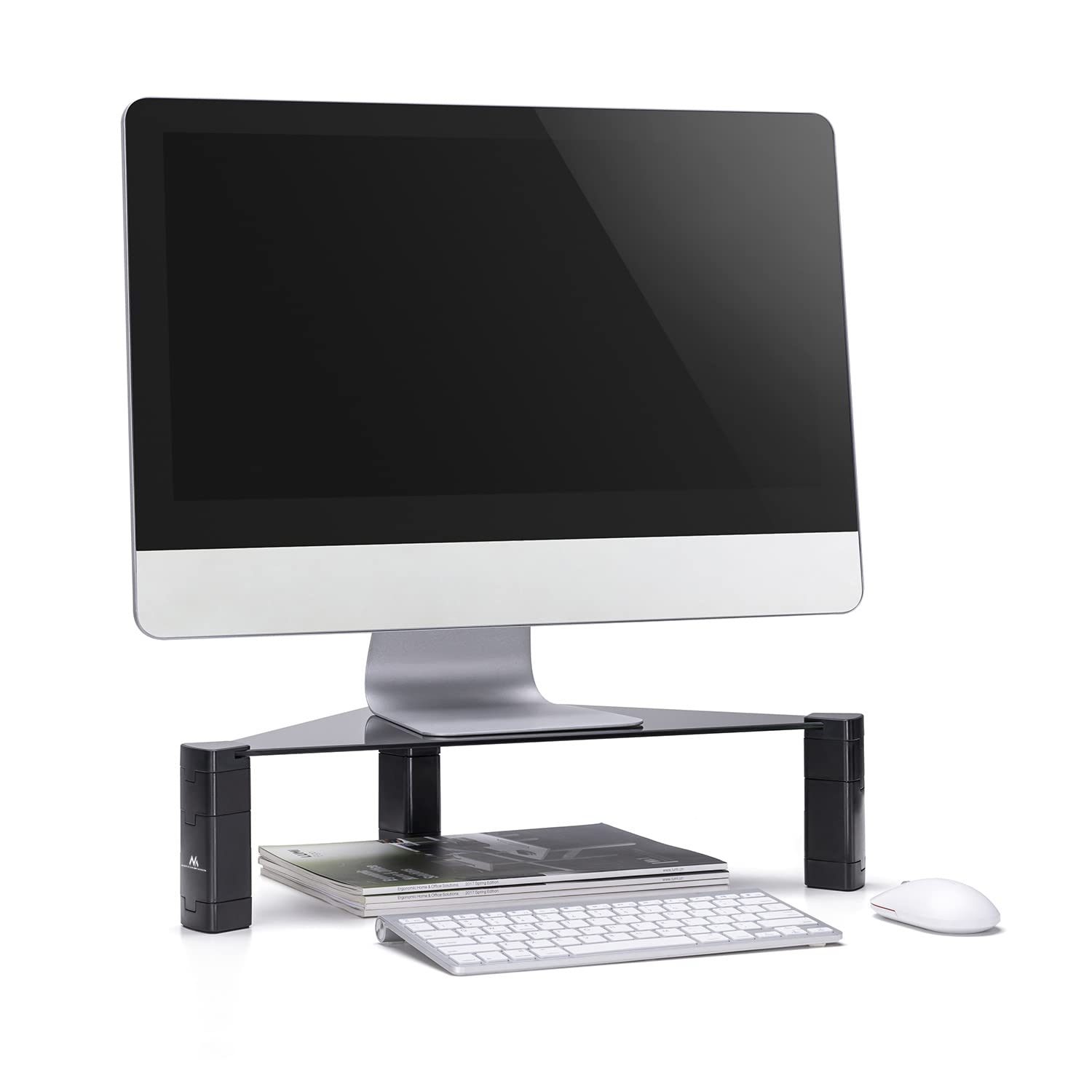 Maclean MC-935 Monitorständer Glas Höhenverstellbar 20 kg
