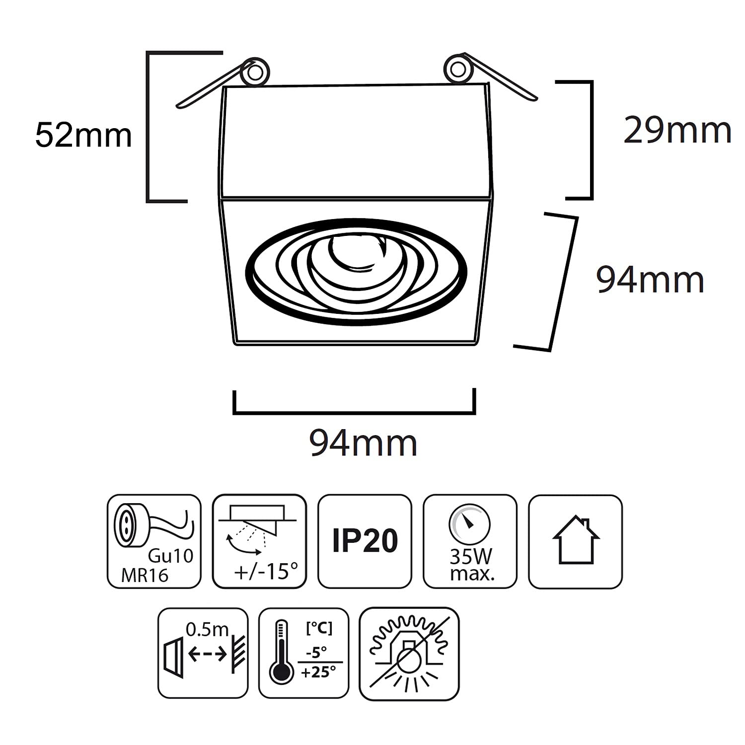 Maclean Energy MCE464B LED Einbaustrahler GU10 3er schwarz