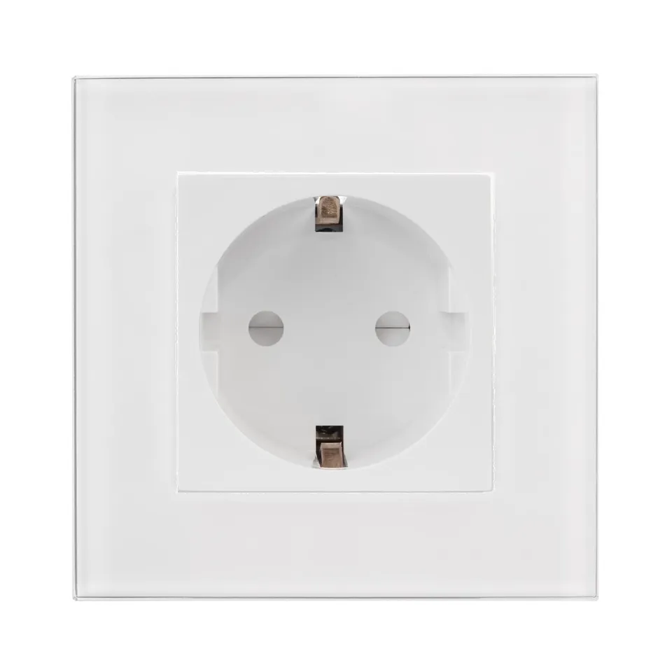 Maclean Energy MCE719W+MCE730W Schuko Steckdose Weiß Glas