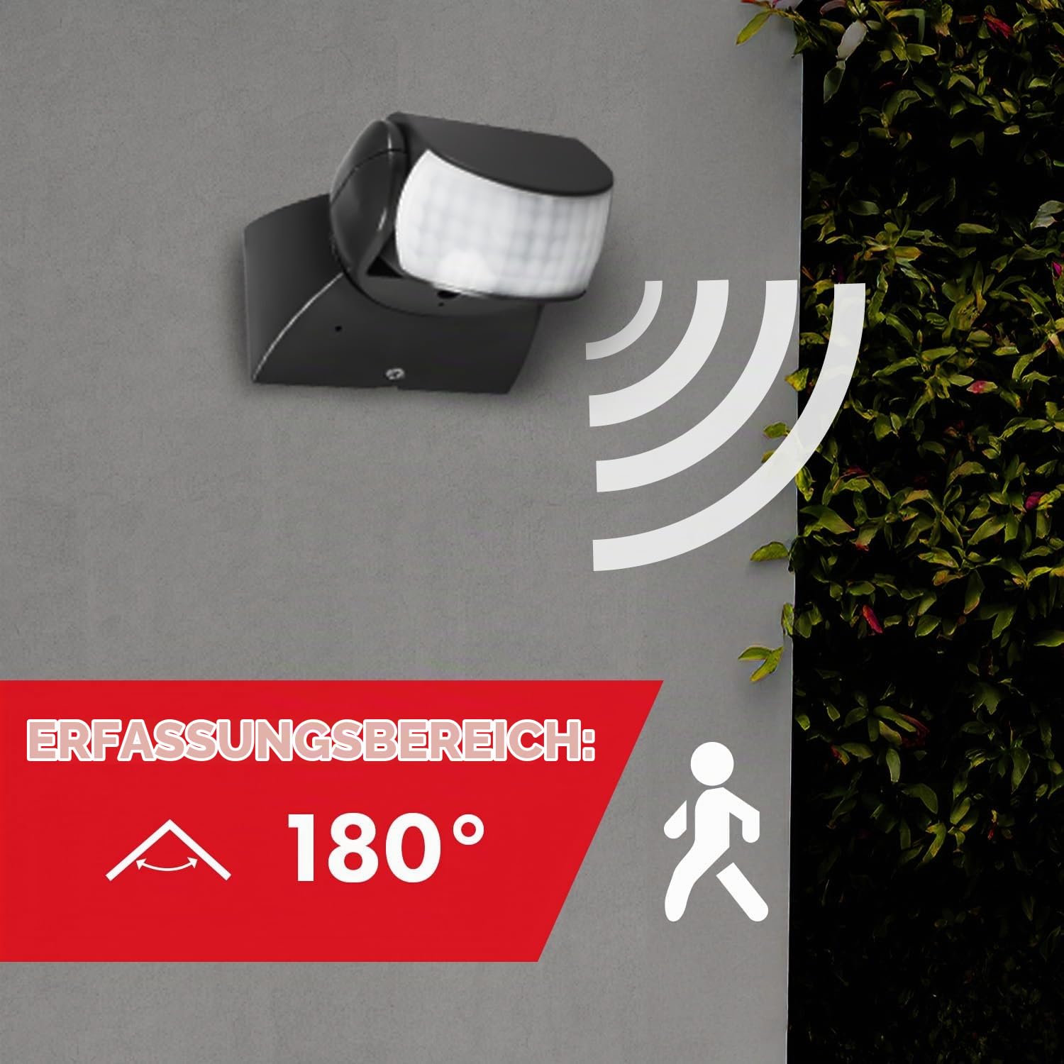 Maclean MCE201B Bewegungsmelder Schwarz 12m 180° IP65