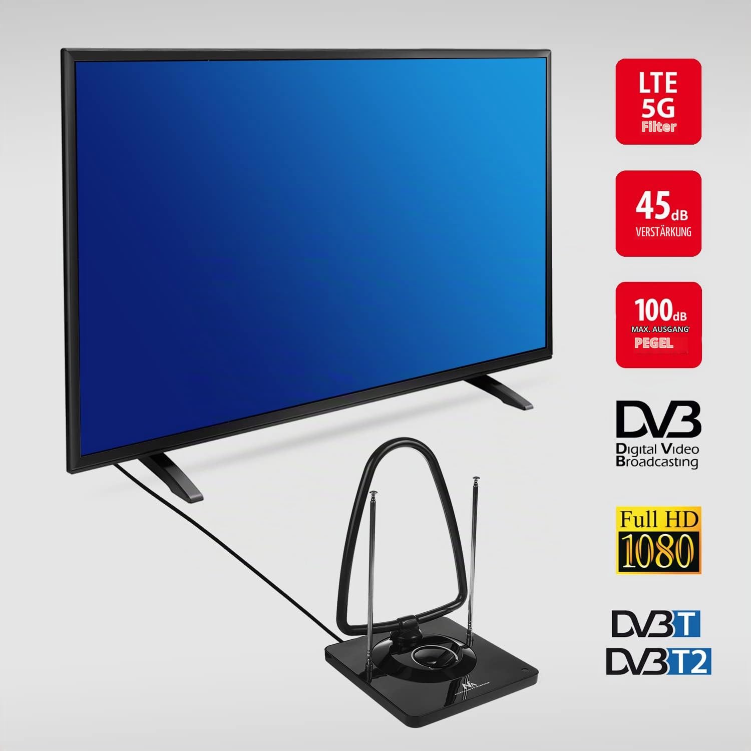Maclean MCTV-963 DVB-T2 Zimmerantenne aktiv 45 dB