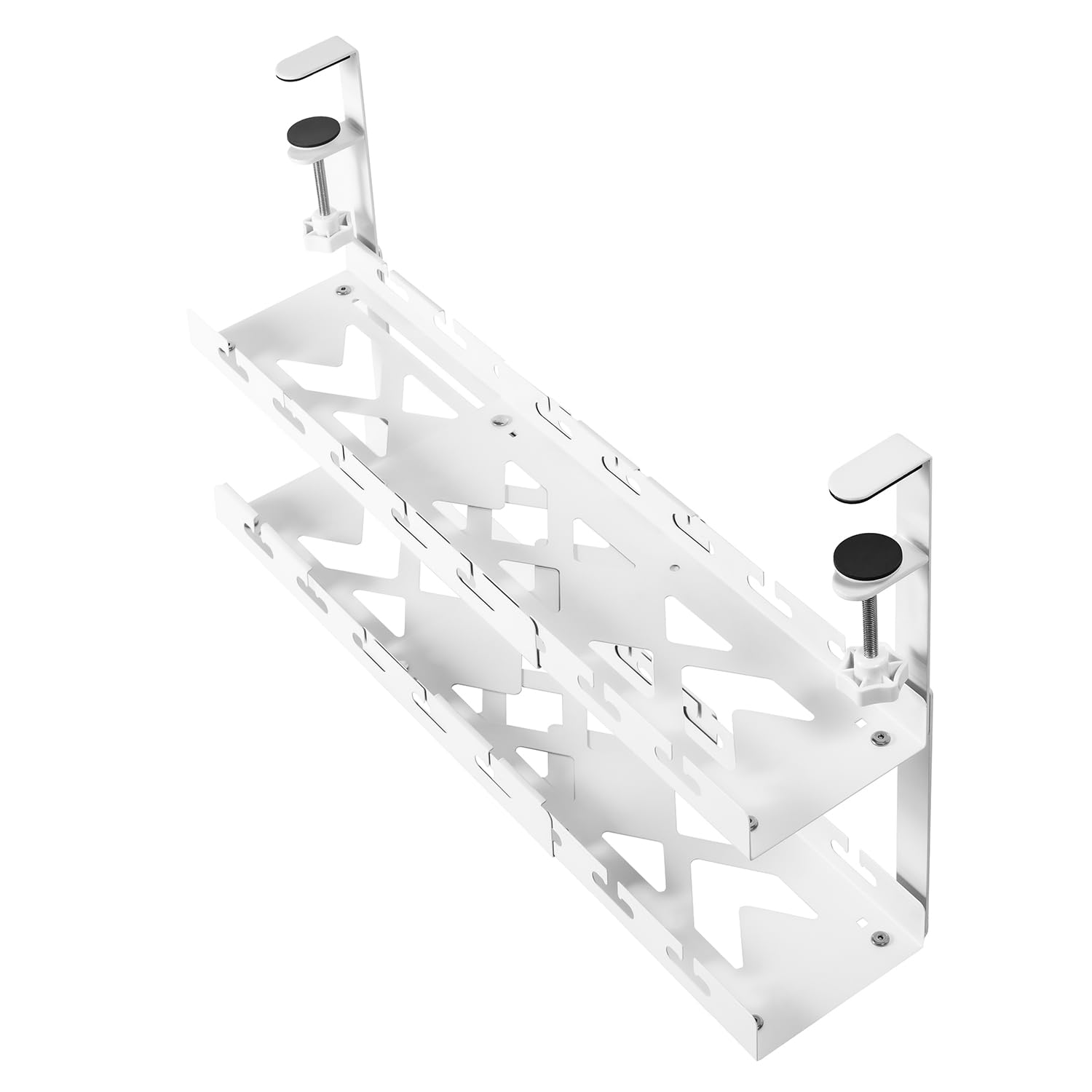 Maclean Brackets Kabelhalter Untertisch weiß 2 Ebenen 5 kg