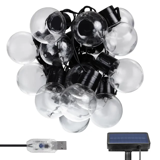Maclean MCE424 Solar-Lichterkette Garten 7m 20 Birnen IP44