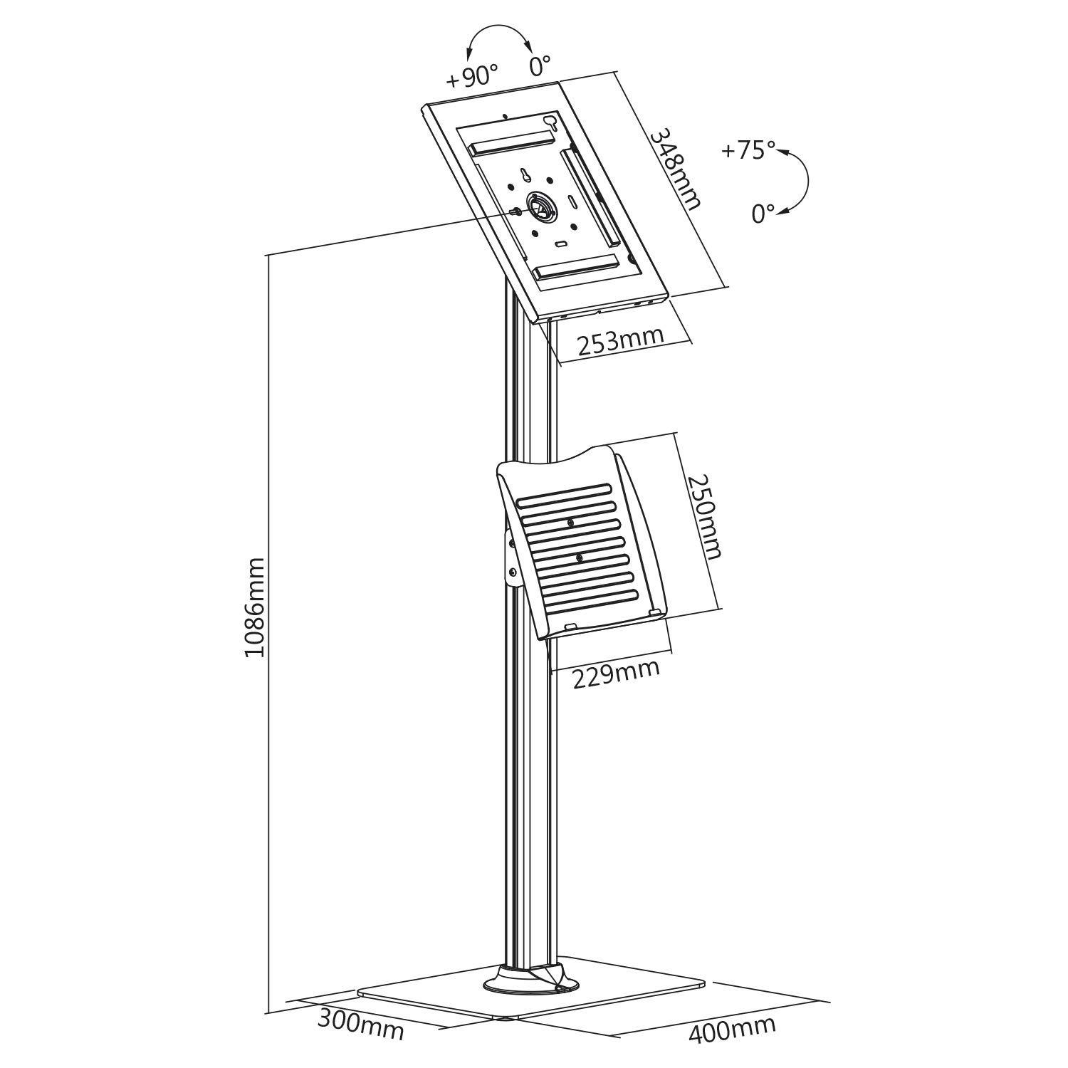 Maclean Brackets MC-867 Tablet-Bodenständer 12,9" schwarz