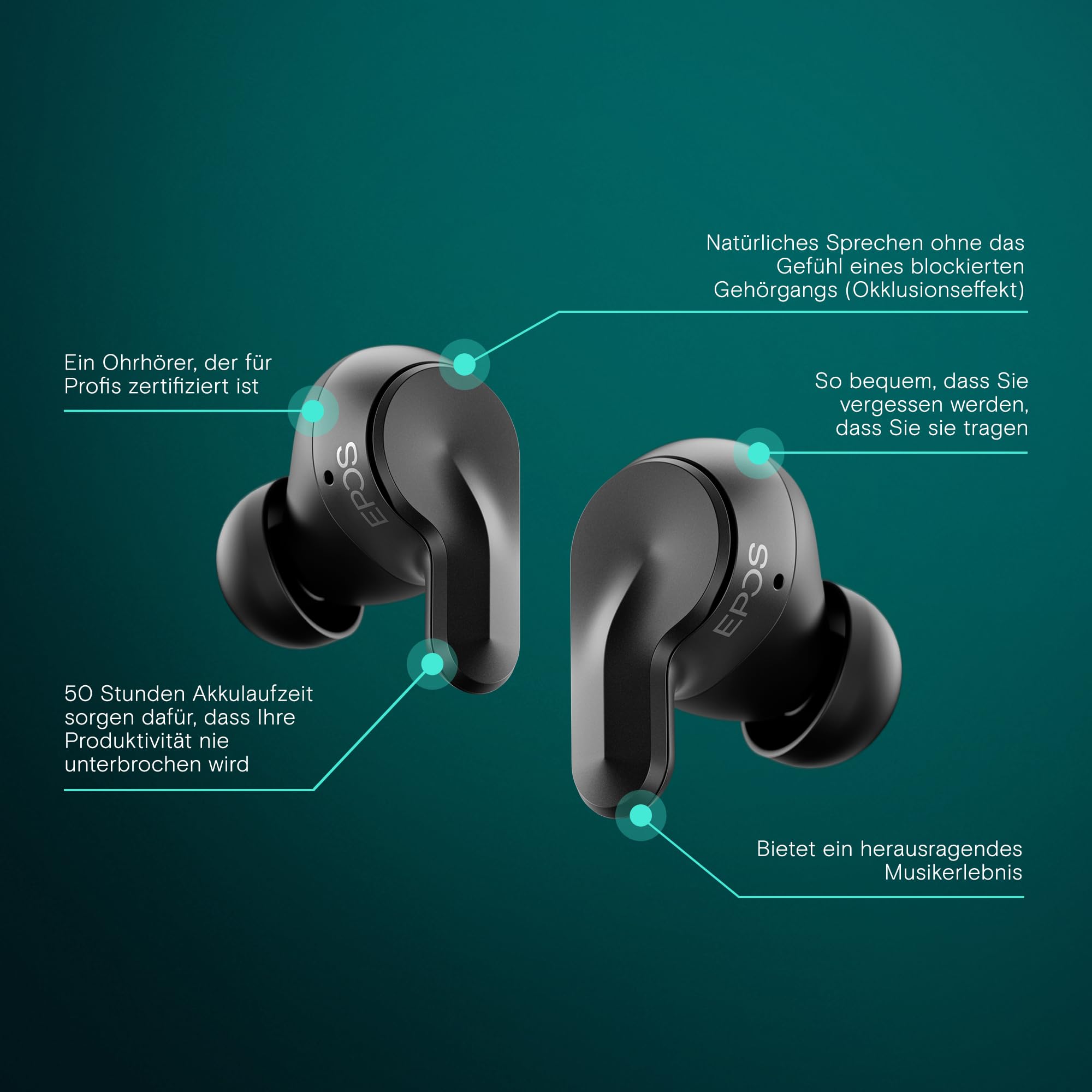 EPOS ADAPT E1 In-Ear-Kopfhörer ANC Schwarz USB-C Teams